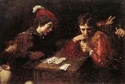 VALENTIN DE BOULOGNE Card-sharpers at oil painting